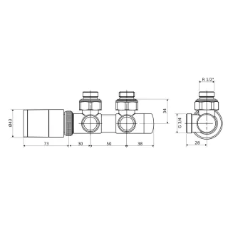 Excellent Caldo zestaw zintegrowany z głowicą termostatyczną, prawy, biały mat GREX.CA50.P.ZT.WH