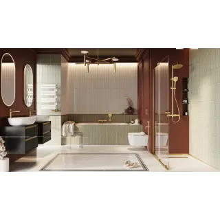 Excellent Stilio odpływ liniowy 70 cm z kołnierzem ruszt dekoracyjny, złoty szczotkowany INEX.1515.700.R.GB