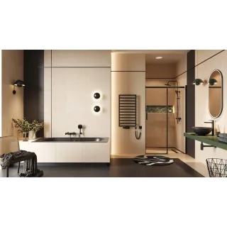 Excellent Stilio odpływ liniowy 90 cm z kołnierzem ruszt do wypełnienia płytką, czarny mat INEX.1515.900.P.BL