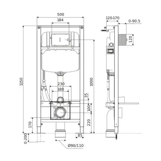 Excellent Shiro Premium stelaż podtynkowy do miski WC z przyłączem do montażu toalety myjącej INEX.SP1150.500