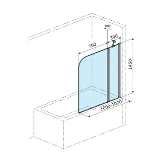 Actima Seria 900 parawan nawannowy 100x145 cm 2-częściowy lewy / prawy, chrom KAAC.1609.1000.LP