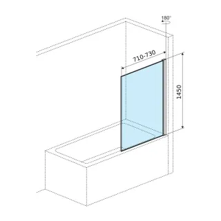 Actima Seria 900 parawan nawannowy 73x145 cm 1-częściowy lewy / prawy, chrom KAAC.1619.730.LP