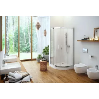 Actima Seria 201 kabina półokrągła 90x90 cm drzwi przesuwne, powłoka Clean Control, chrom KAAC.1801.900/N