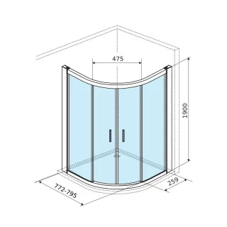 Actima Seria 201 kabina półokrągła 80x80 cm drzwi przesuwne, powłoka Clean Control, chrom KAAC.1801.800/N
