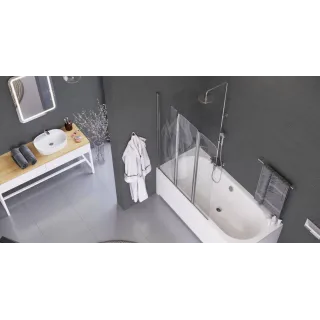 Axel Fliper parawan nawannowy 120x140 cm 3-częściowy lewy, powłoka Clean Control, chrom KAAX.1309.1200.LE