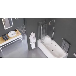 Axel Fliper parawan nawannowy 120x140 cm 3-częściowy prawy, powłoka Clean Control, chrom KAAX.1309.1200.PR