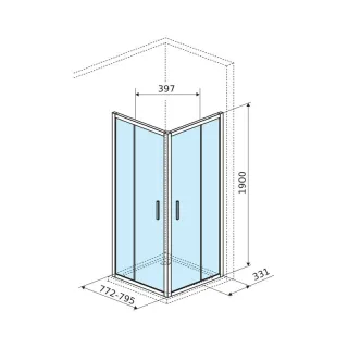 Actima Seria 201 kabina kwadratowa 80x80 cm drzwi przesuwne, powłoka Clean Control, chrom KAAC.1802.800/N