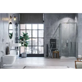 Actima Seria 201 kabina kwadratowa 90x90 cm drzwi przesuwne, powłoka Clean Control, chrom KAAC.1802.900/N