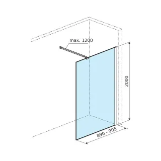 Excellent Vidoq walk-in ścianka prysznicowa prosta 90x200 cm, powłoka Clean Control, czarny mat KAEX.1506.900.LP.BL