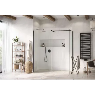 Excellent Vidoq walk-in ścianka prysznicowa gięta 93x200 cm, powłoka Clean Control, czarny mat KAEX.1507.930.LP.BL