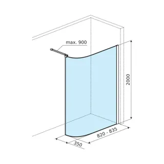Excellent Vidoq walk-in ścianka prysznicowa gięta 83x200 cm, powłoka Clean Control, złoty połysk KAEX.1507.830.LP.GL