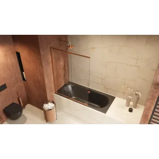 Excellent Liner parawan nawannowy 110x140 cm rozsuwany 2-częściowy lewy / prawy, miedziany szczotkowany KAEX.2960.1100.LP