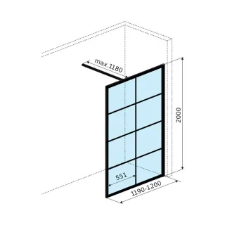 Excellent Fabrika walk-in ścianka prysznicowa 120x200 cm, czarny mat KAEX.4006.1200.LP