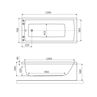 Excellent Aquaria wanna prostokątna 140x70 cm, biały połysk WAEX.AQU14WH