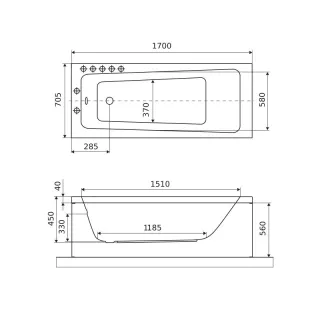 Excellent Ava wanna prostokątna 170x70 cm, biały połysk WAEX.AVA17WH
