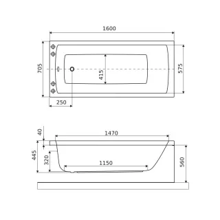 Excellent Aquaria wanna prostokątna 160x70 cm, biały połysk WAEX.AQU16WH