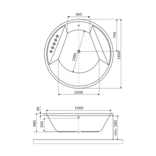 Excellent Great Arc wanna okrągła 160 cm, biały połysk WAEX.GRE16WH