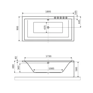 Excellent Crown Grand wanna prostokątna 190x90 cm biały połysk WAEX.CRG19WH