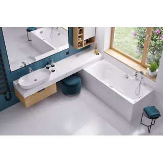 Excellent Canyon II wanna prostokątna 170x75 cm biały połysk, 2 uchwyty, chrom WAEX.CNN17WHC