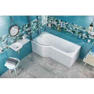 Excellent Be Spot wanna narożna 160x80 cm prawa, biały połysk WAEX.BSP16WH