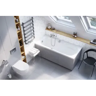 Excellent Canyon II wanna prostokątna 170x75 cm biały połysk, 2 uchwyty, chrom WAEX.CNN17WHC