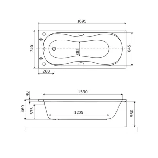Excellent Clesis wanna prostokątna 170x75 cm biały połysk, uchwyty chrom WAEX.CLE17WHC