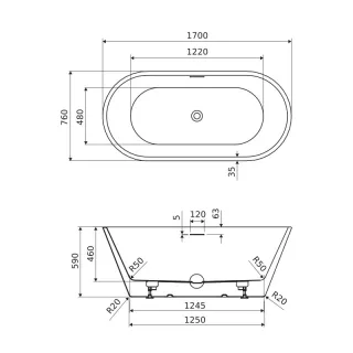 Excellent Holi 2.0 wanna owalna 170x76 cm wolnostojąca, biały połysk WAEX.HOL2.17WH