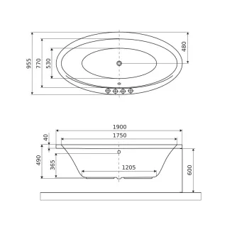 Excellent Lumina wanna owalna 190x95 cm, biały połysk WAEX.LUM19WH