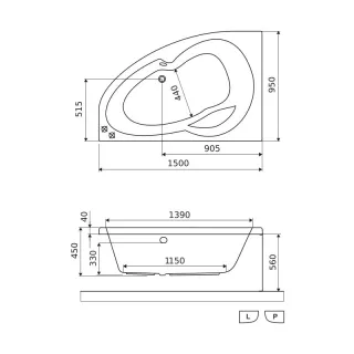 Excellent Newa Plus wanna narożna 150x95 cm lewa, biały połysk WAEX.NEL15WH
