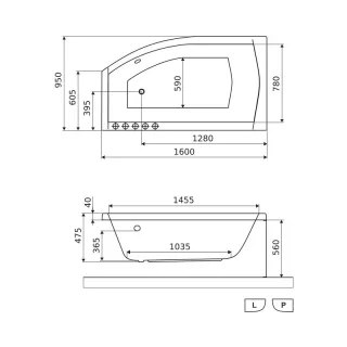 Excellent Magnus wanna narożna 160x95 cm lewa, bialy połysk WAEX.MGL16WH
