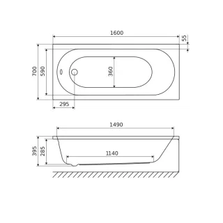 Excellent Oceana Slim Mono wanna prostokątna 160x70 cm, biały połysk WAEX.OCM.160.70WHS