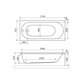 Excellent Oceana Slim Mono wanna prostokątna 170X75 cm biały połysk WAEX.OCM.170.75WHS