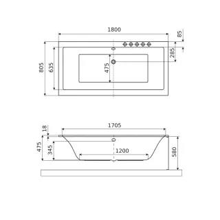 Excellent Pryzmat Slim wanna prostokątna 180x80 cm biały połysk WAEX.PRY18WHS
