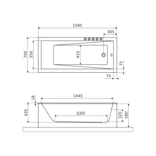 Excellent Wave Slim wanna prostokątna 160x70 cm biały połysk WAEX.WAV16WHS