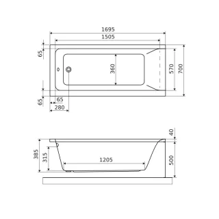 Excellent Savia wanna prostokątna 170x70 cm, biały połysk WANL.SAV17WH