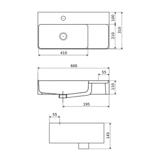 Excellent Ness umywalka wisząca/nablatowa 60x31 cm prostokątna z otworem na baterię, biały połysk CENL.3519.600.WH
