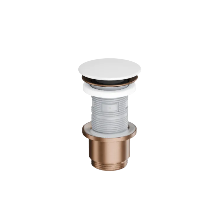 Excellent Design Korek klik-klak umywalkowo bidetowy, korpus miedziany szczotkowany, pokrywa ceramiczna biały mat ARIN.1485.K.01