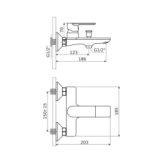Excellent Glad bateria wannowo-prysznicowa, złoty połysk ARNL.1105GL
