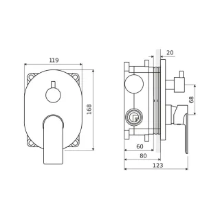 Excellent Glad bateria prysznicowo-wannowa podtynkowa 2 funkcyjna, chrom ARNL.1145CR