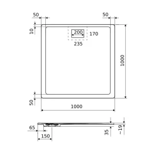 Excellent Lavano brodzik kwadratowy 100x100 cm kompozytowy, czarny BREX.1102.100.100.BLN