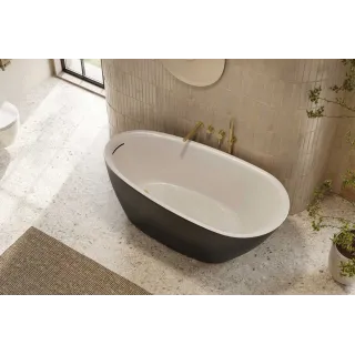 Excellent Olia 2.0 Wanna wolnostojąca 160 x 75 cm owalna, biały połysk/czarny mat WAEX.OLI2.16WHBLM