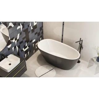Excellent Olia 2.0 Wanna wolnostojąca 160 x 75 cm owalna, biały połysk/czarny mat WAEX.OLI2.16WHBLM