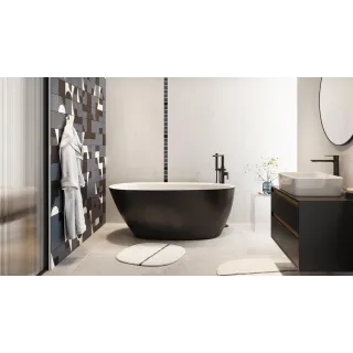 Excellent Olia 2.0 Wanna wolnostojąca 160 x 75 cm owalna, biały połysk/czarny mat WAEX.OLI2.16WHBLM