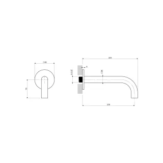 Omnires Y wylewka wannowa ścienna, długa, złoty połysk WDYGL