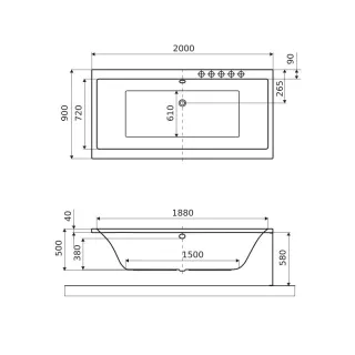 Excellent Pryzmat wanna prostokątna 200x90 cm biały połysk WAEX.PRY20WH