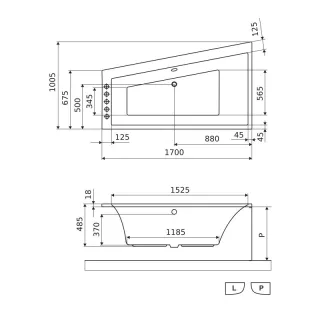 Excellent Sfera Slim wanna narożna 170x100 cm prawa, bialy połysk WAEX.SFP17WHS