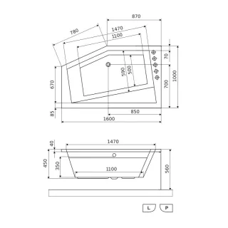 Excellent Vesper wanna narożna 160X100 cm lewa, bialy połysk WAEX.VEL16WH