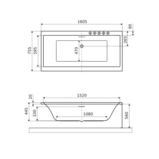 Excellent Pryzmat Slim 2.0 Wanna Prostokątna 160x75 cm, biały połysk WAEX.PRY2.16WHS