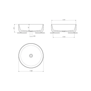 Omnires TULSA umywalka nablatowa ø36 cm, biały mat TULSA355BM