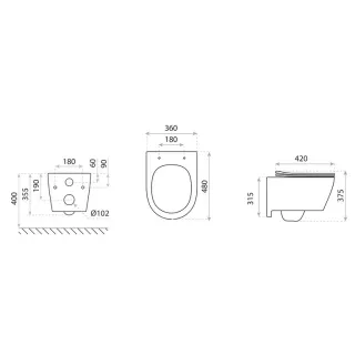 RaCer Miska WC z deską TIVOLI czarny mat RACSET03TI504,
